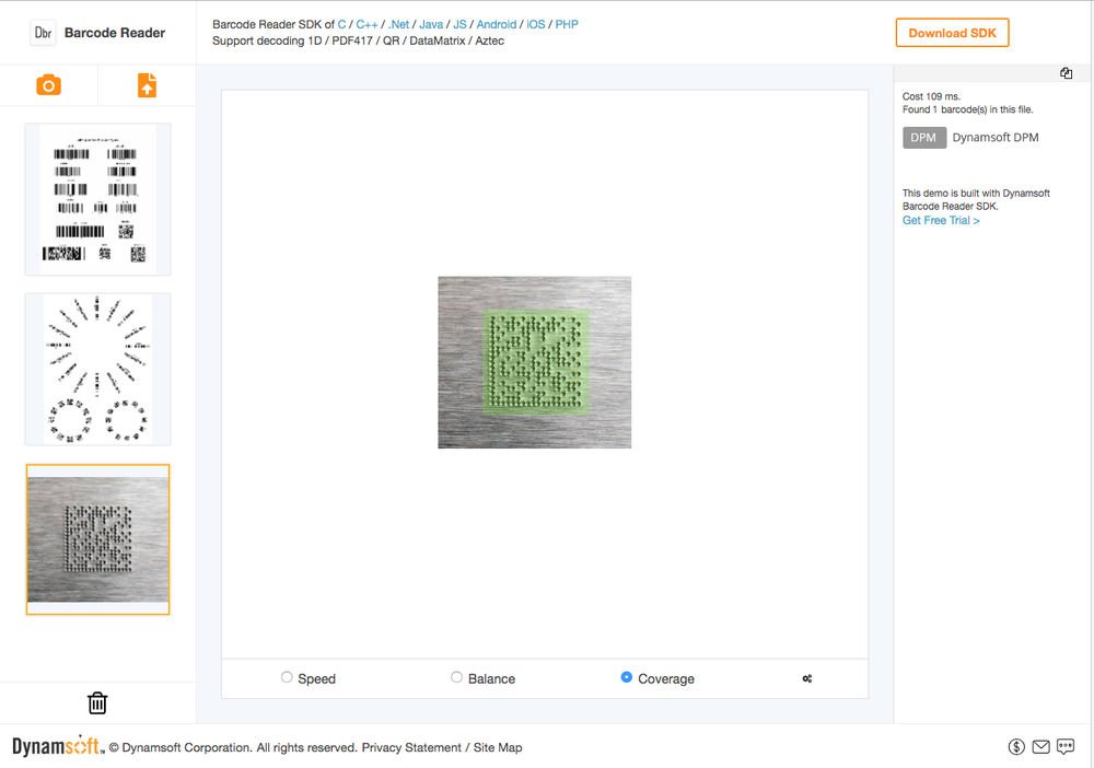 Dynamsoft Barcode Reader SDK Supports DPM Barcodes